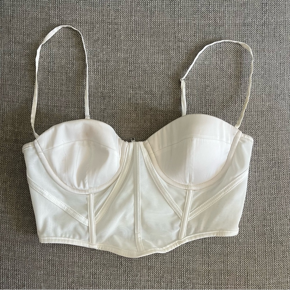 Oh Polly White Bustier Corset Crop Top